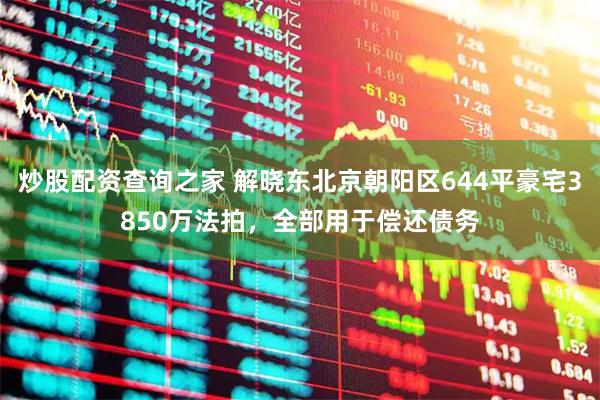 炒股配资查询之家 解晓东北京朝阳区644平豪宅3850万法拍，全部用于偿还债务